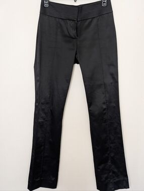 Bebe Women's Black Satin Straight-Leg Dress Pants